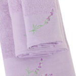 Κεντημένες Πετσέτες Σετ 3ΤΜΧ Lavender