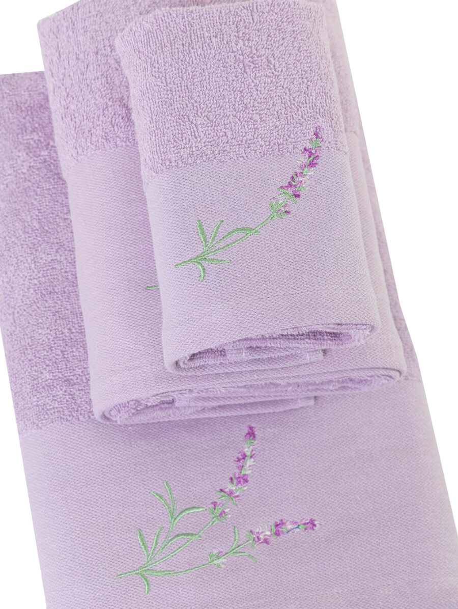 Κεντημένες Πετσέτες Σετ 3ΤΜΧ Lavender